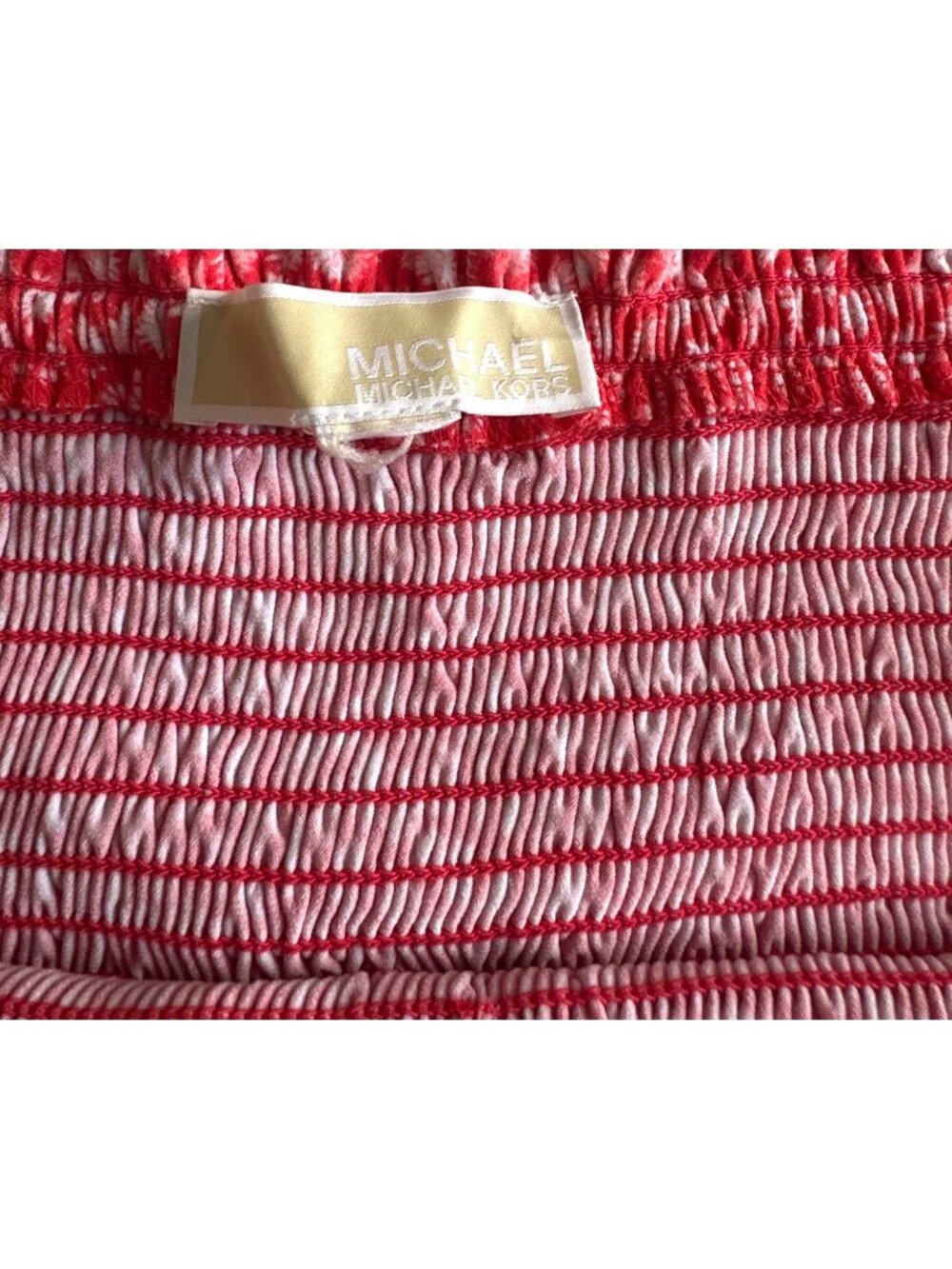 Michael Kors Strapless Smocked Coral & White Jumpsuit Summer Beachwear XL - Picture 9 of 9